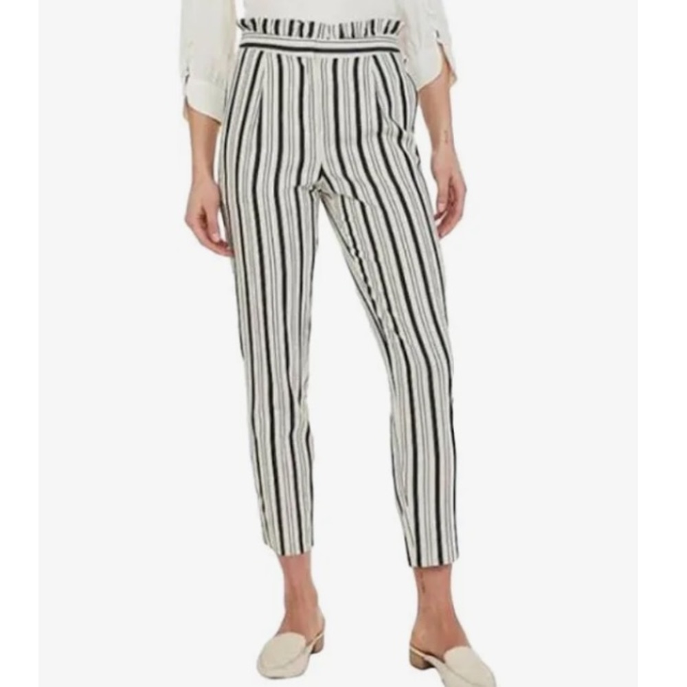 Express Striped High Waisted Ruffle Top Ankle Pant